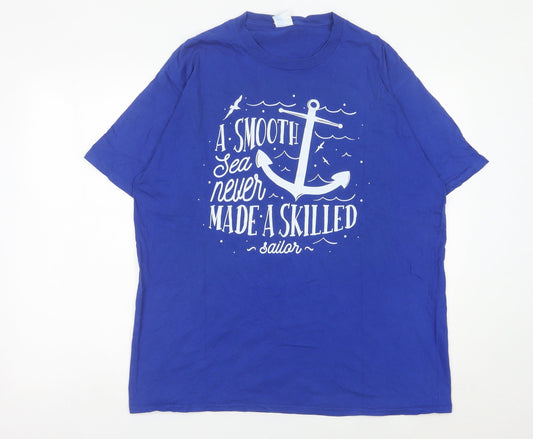 Port & Company Men’s Blue XL Nautical Quote Graphic T-Shirt