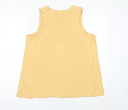 Fat Face Womens Yellow Floral Retro Print Tank Top UK 14 Cotton
