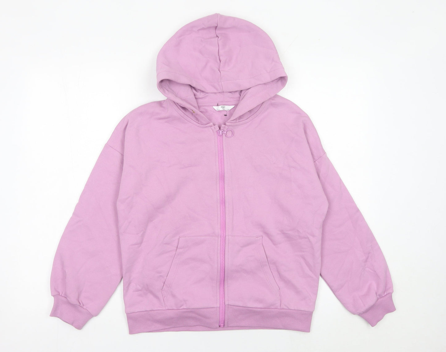 Marks and Spencer Girls Purple Full Zip Hoodie 11-12 Years Long Sleeve