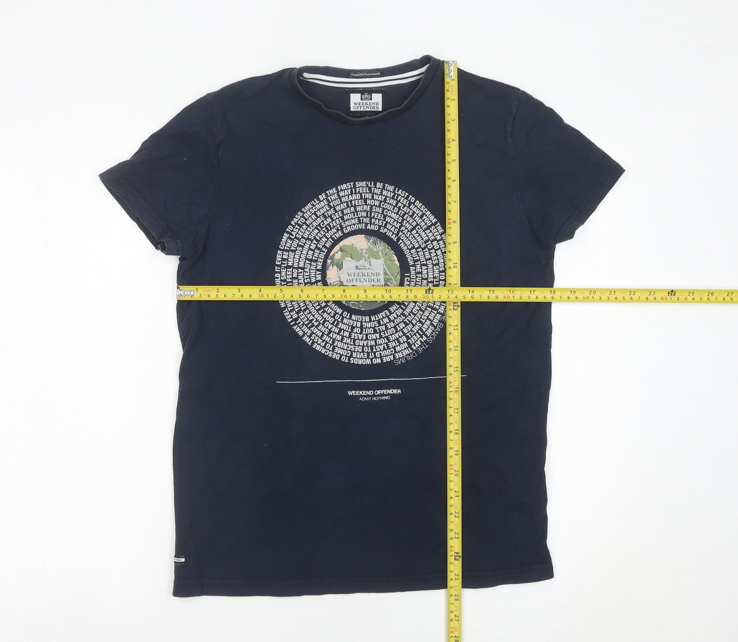 Weekend Offender Men's Navy Blue Graphic Print T-Shirt Size S