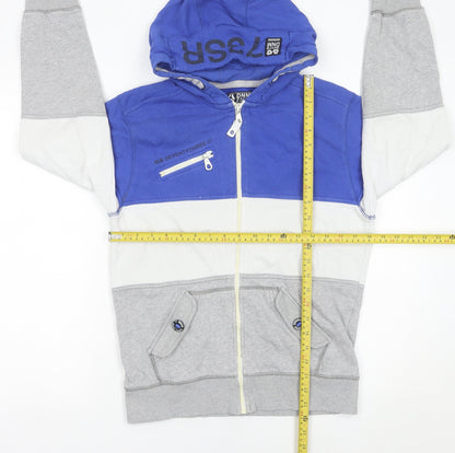 Denim 73 Boys Blue Grey Colourblock Full Zip Hoodie 14 Years