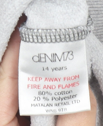Denim 73 Boys Blue Grey Colourblock Full Zip Hoodie 14 Years