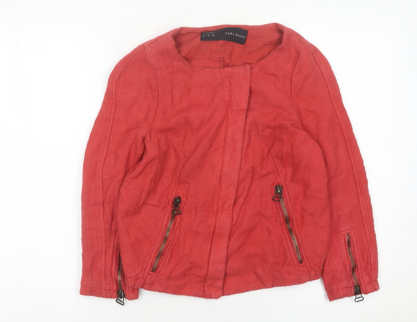 Womens UK Size S Zara Basic Red Basic Jacket