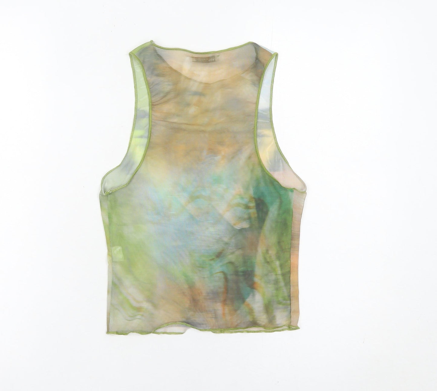 Bershka Womens Multicoloured Mesh Tank Top S Slim Summer Party