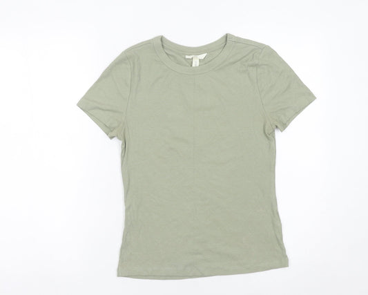 Womens UK Size L H&M Green Basic T-Shirt
