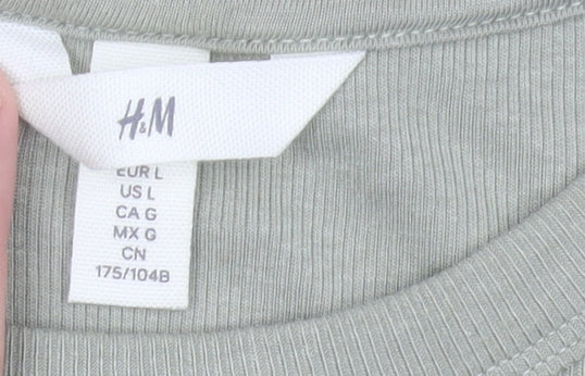 Womens UK Size L H&M Green Basic T-Shirt