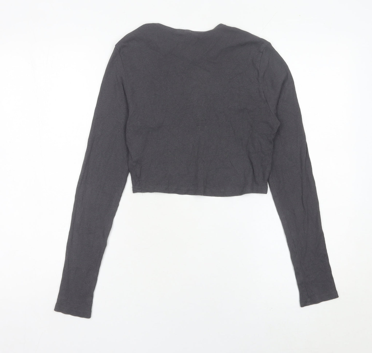 Womens UK Size M H&M Divided Grey Cropped T-Shirt