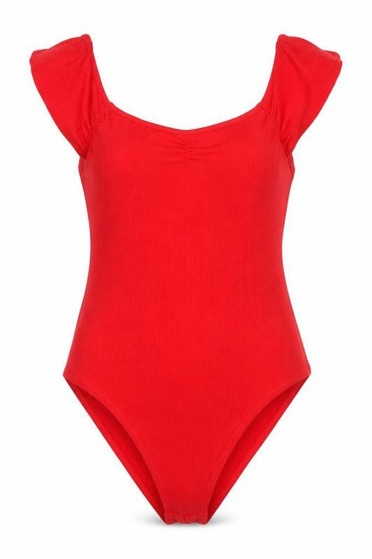 & Other Stories Women Red Bodysuit Size 12 Scoop Neck Stretch