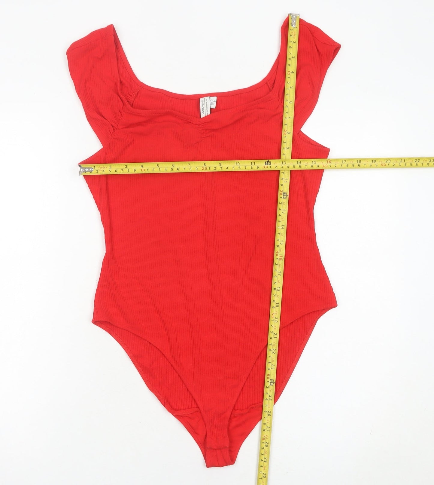 & Other Stories Women Red Bodysuit Size 12 Scoop Neck Stretch