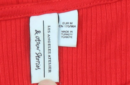 & Other Stories Women Red Bodysuit Size 12 Scoop Neck Stretch