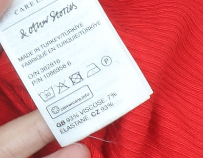 & Other Stories Women Red Bodysuit Size 12 Scoop Neck Stretch