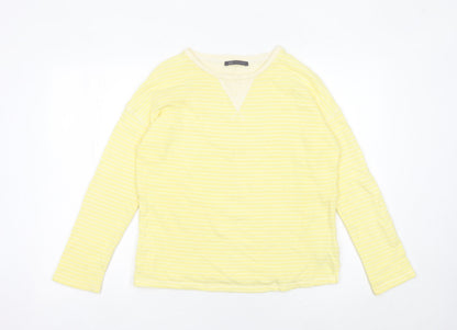 Marks and Spencer Women Yellow Striped Pullover Sweatshirt UK 8
