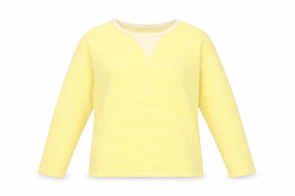 Marks and Spencer Women Yellow Striped Pullover Sweatshirt UK 8