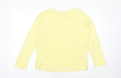 Marks and Spencer Women Yellow Striped Pullover Sweatshirt UK 8