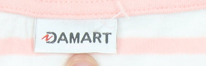 Damart Women’s Pink Striped Cotton T-Shirt Size 14/16 Short Sleeve