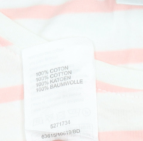 Damart Women’s Pink Striped Cotton T-Shirt Size 14/16 Short Sleeve