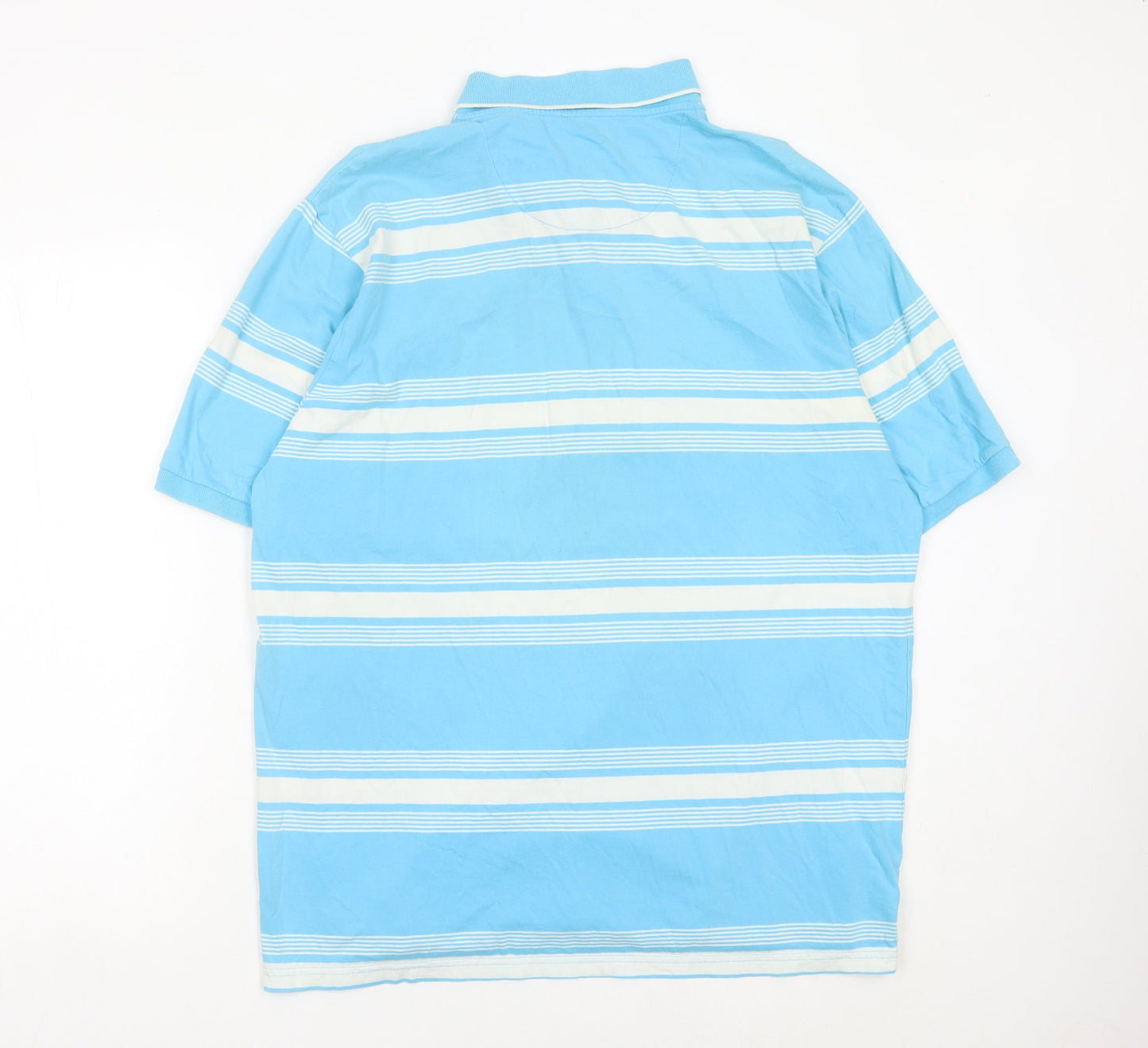 Marks & Spencer Men’s Blue Striped Polo Shirt XL Cotton Casual