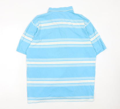 Marks & Spencer Men’s Blue Striped Polo Shirt XL Cotton Casual