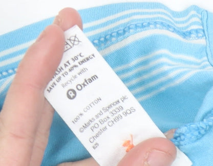 Marks & Spencer Men’s Blue Striped Polo Shirt XL Cotton Casual