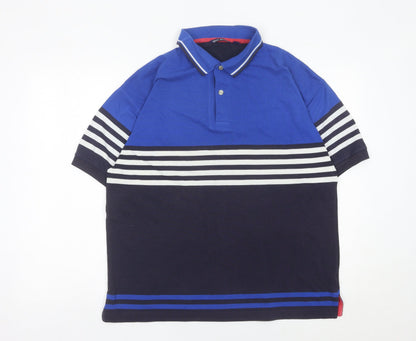 Reach Nautical Men’s Blue Striped Polo Shirt XL Regular Fit