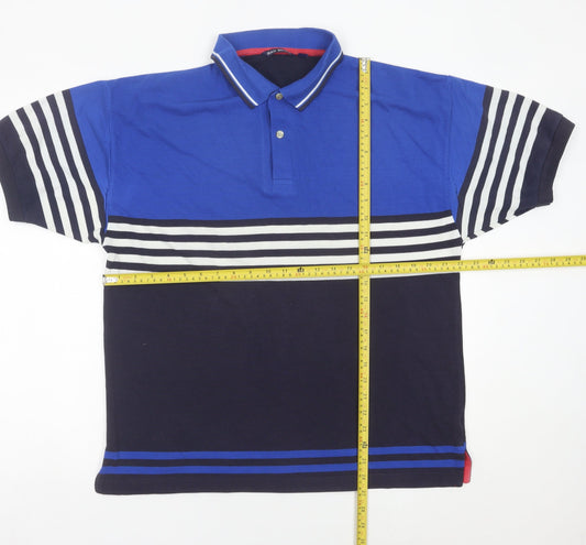 Reach Nautical Men’s Blue Striped Polo Shirt XL Regular Fit