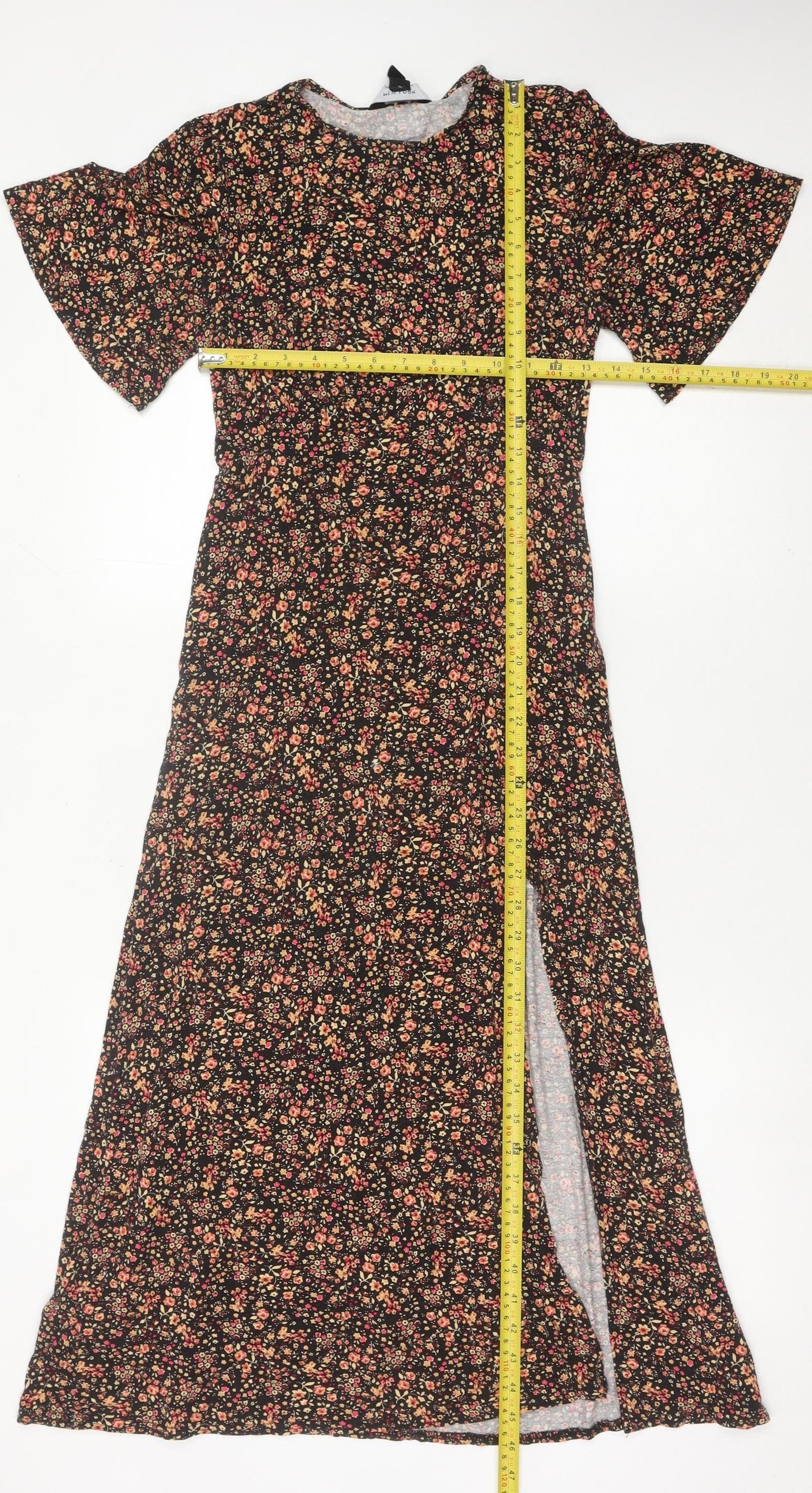 New Look Womens Black Floral Midi Shift Dress Size 6