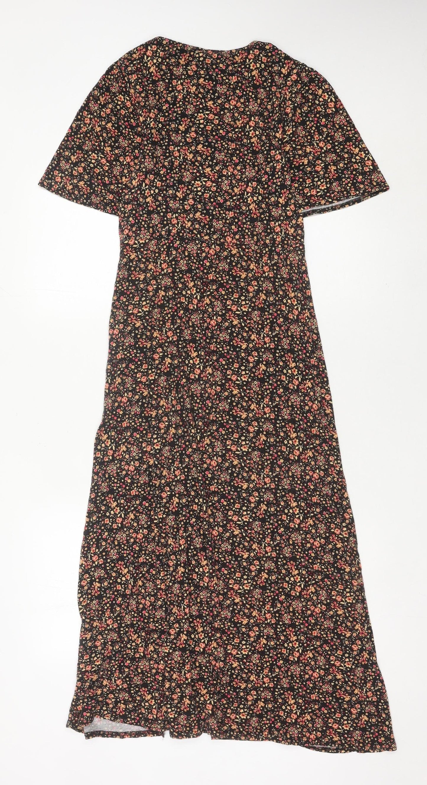 New Look Womens Black Floral Midi Shift Dress Size 6
