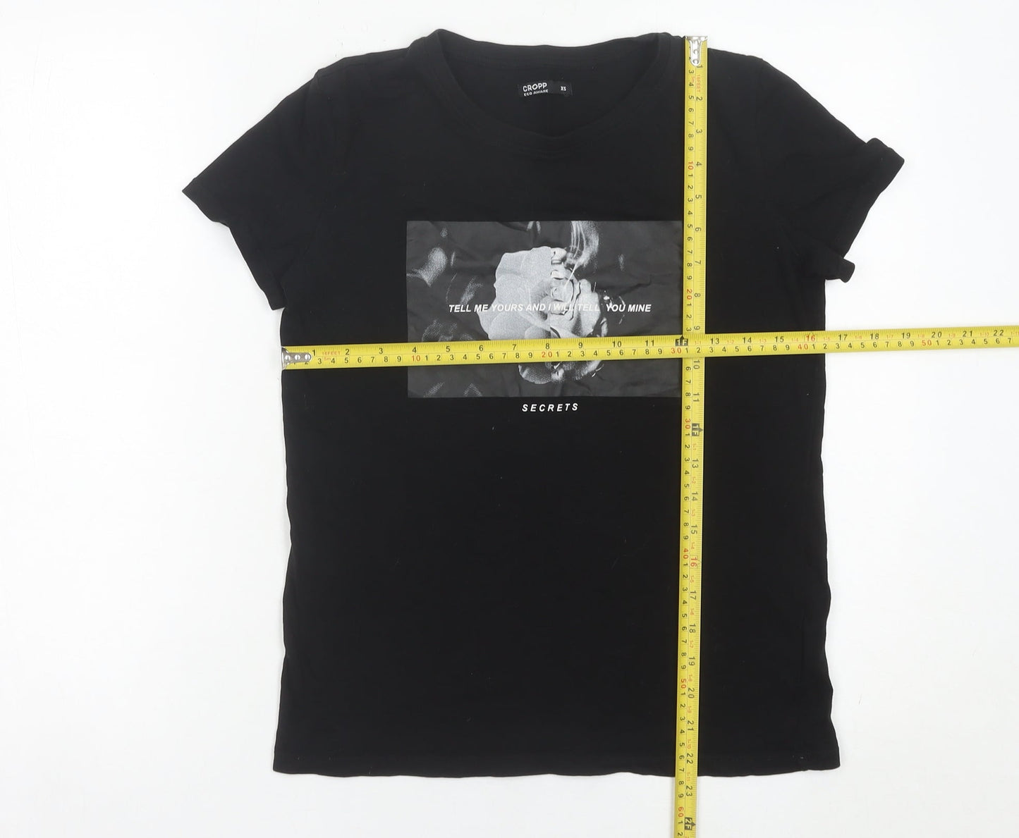 Womens UK Size XS Cropp Black Basic T-Shirt