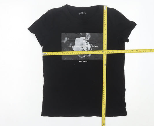 Womens UK Size XS Cropp Black Basic T-Shirt
