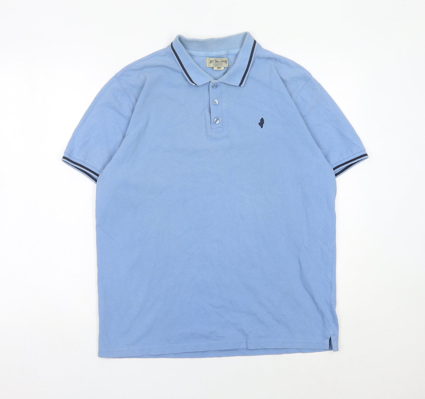 MCS Men’s Blue Cotton Polo Shirt Size L Short Sleeve Classic