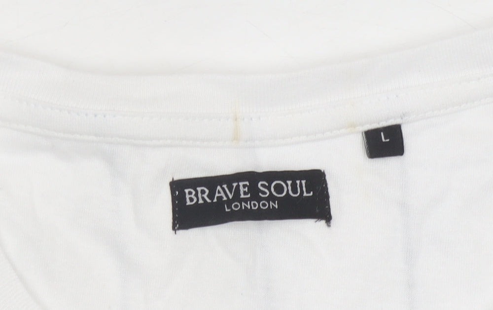 Mens UK Size L Brave Soul White  T-Shirt