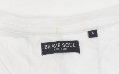 Mens UK Size L Brave Soul White  T-Shirt