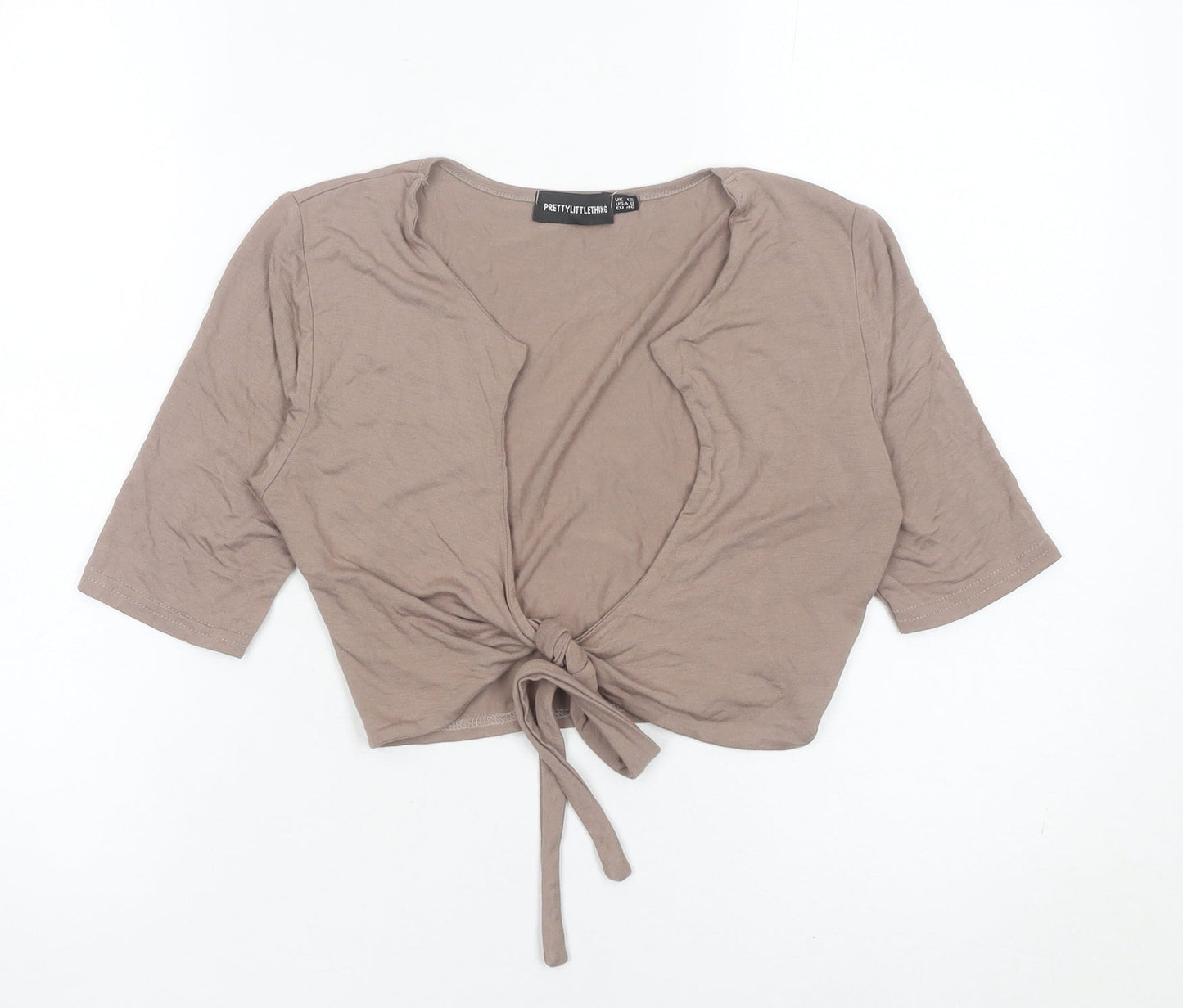 Womens UK Size 12 PRETTYLITTLETHING Brown Wrap Jumper