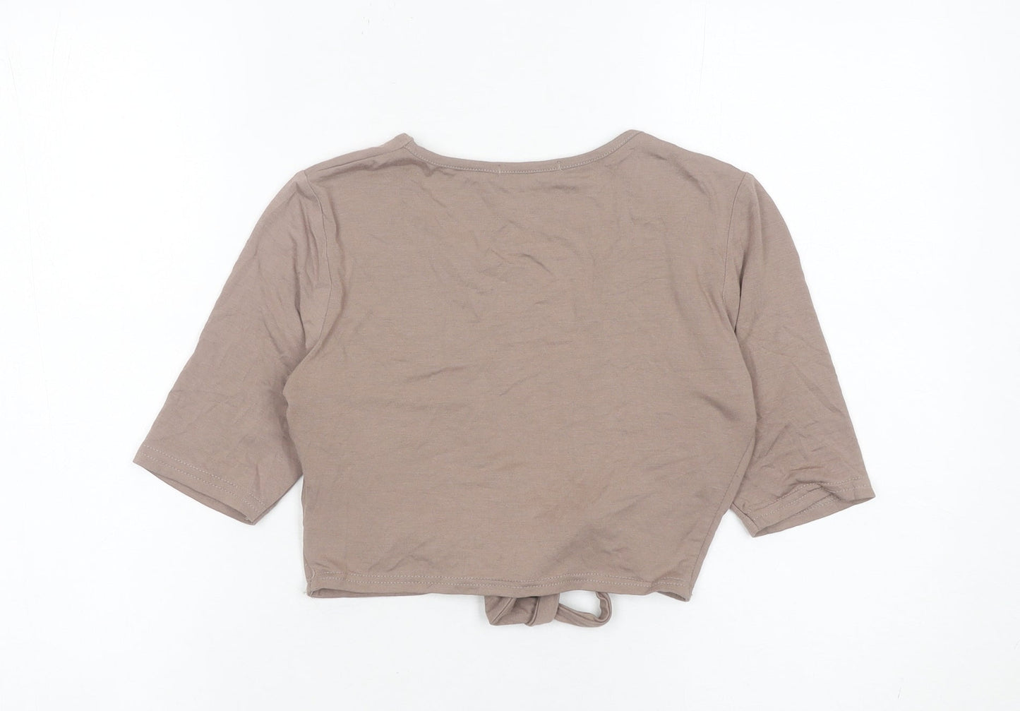 Womens UK Size 12 PRETTYLITTLETHING Brown Wrap Jumper