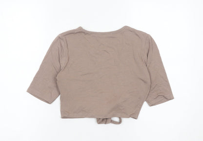 Womens UK Size 12 PRETTYLITTLETHING Brown Wrap Jumper