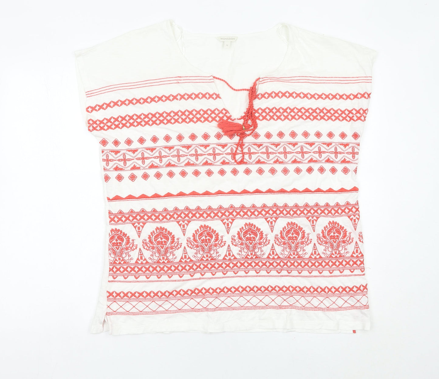 Womens UK Size M Monsoon White Tunic Blouse