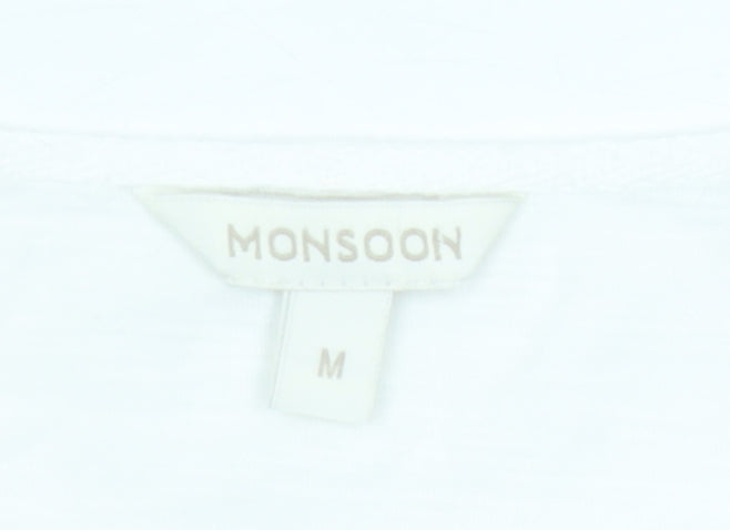 Womens UK Size M Monsoon White Tunic Blouse