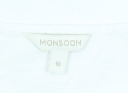 Womens UK Size M Monsoon White Tunic Blouse