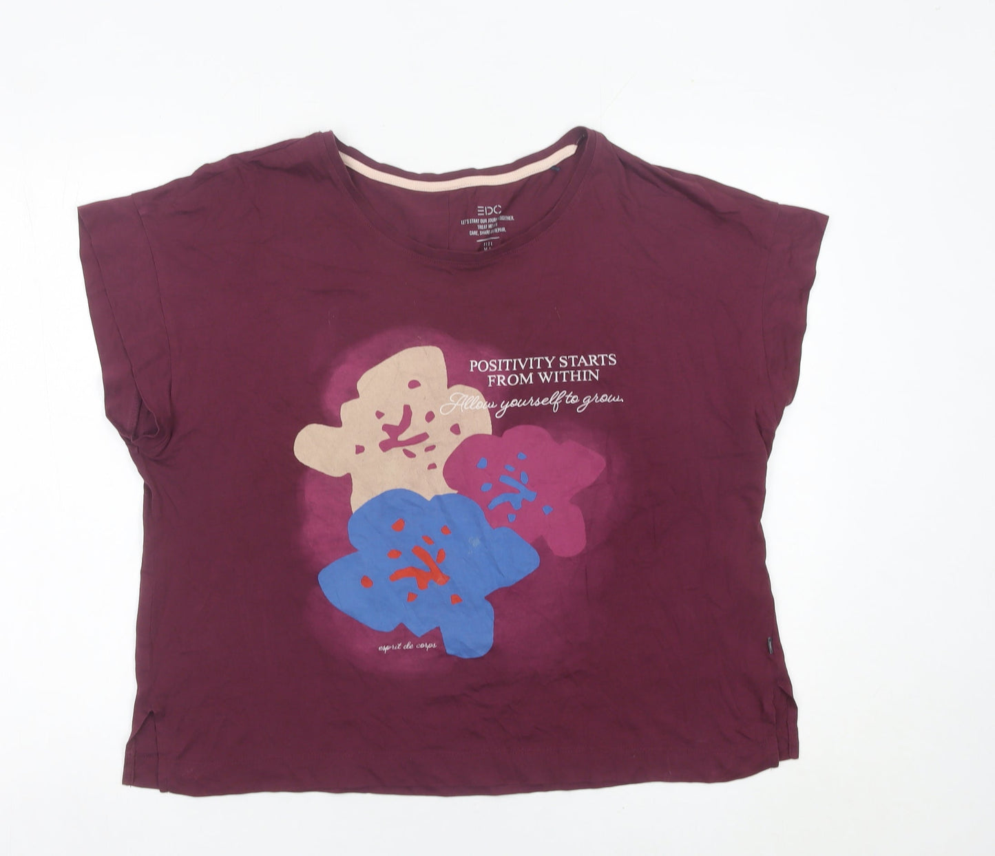 Womens UK Size XL EDC Purple Basic T-Shirt