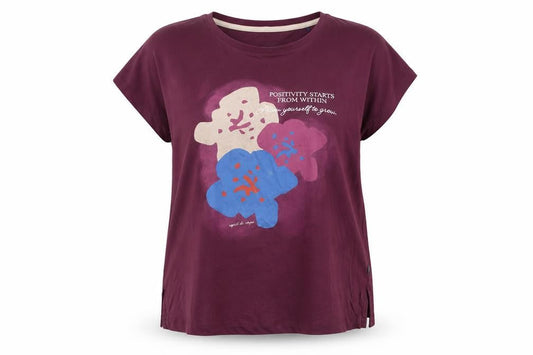 Front view of EDC Women’s Purple Floral Print T-Shirt XL Relaxed Fit