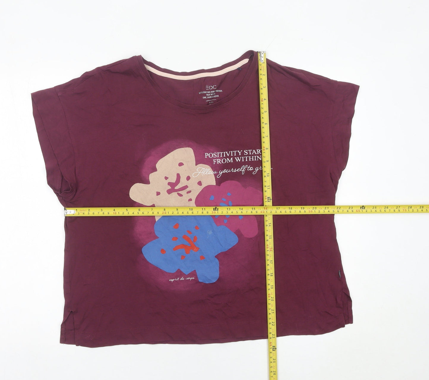 Womens UK Size XL EDC Purple Basic T-Shirt