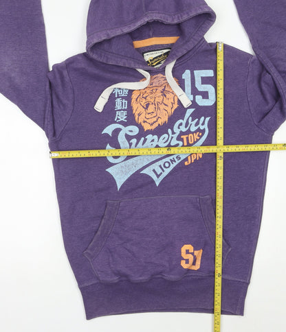 Superdry Men’s Purple Pullover Hoodie M Graphic Print Lion Sports