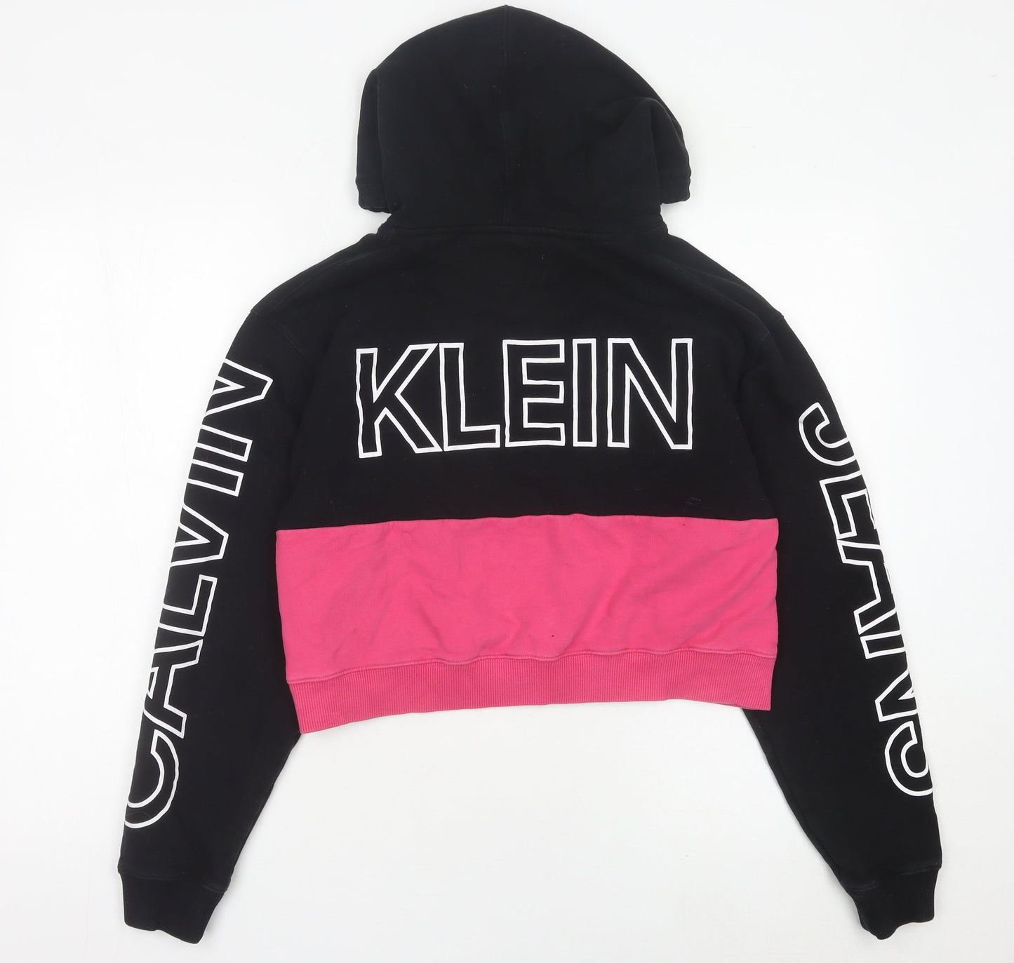 Calvin Klein Jeans Womens Hoodie Black Pink White M Logo Pullover