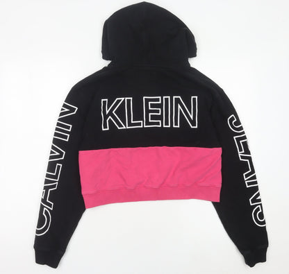 Calvin Klein Jeans Womens Hoodie Black Pink White M Logo Pullover