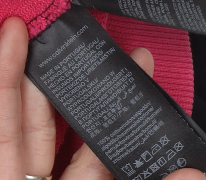 Calvin Klein Jeans Womens Hoodie Black Pink White M Logo Pullover