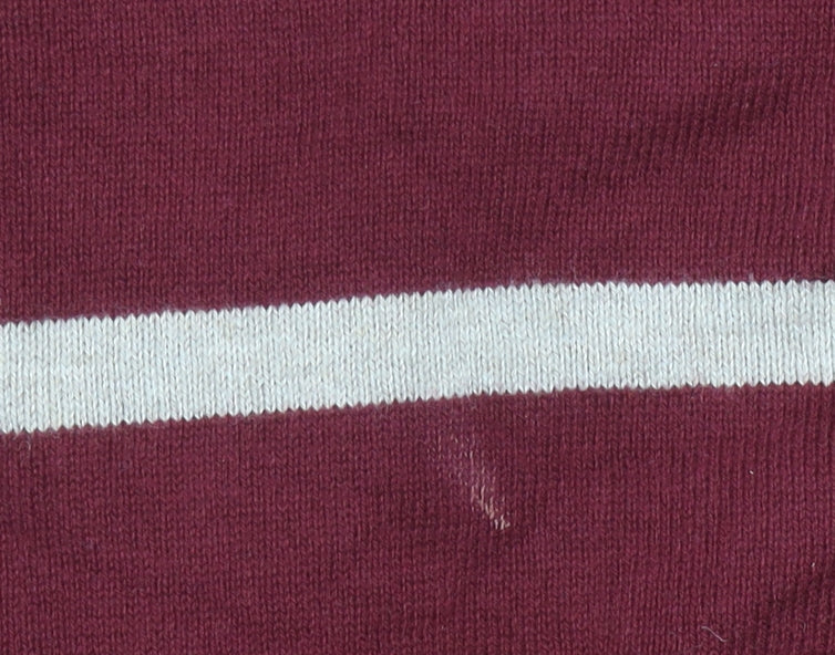 Gap Mens Red Striped Cotton V-Neck Jumper Size L