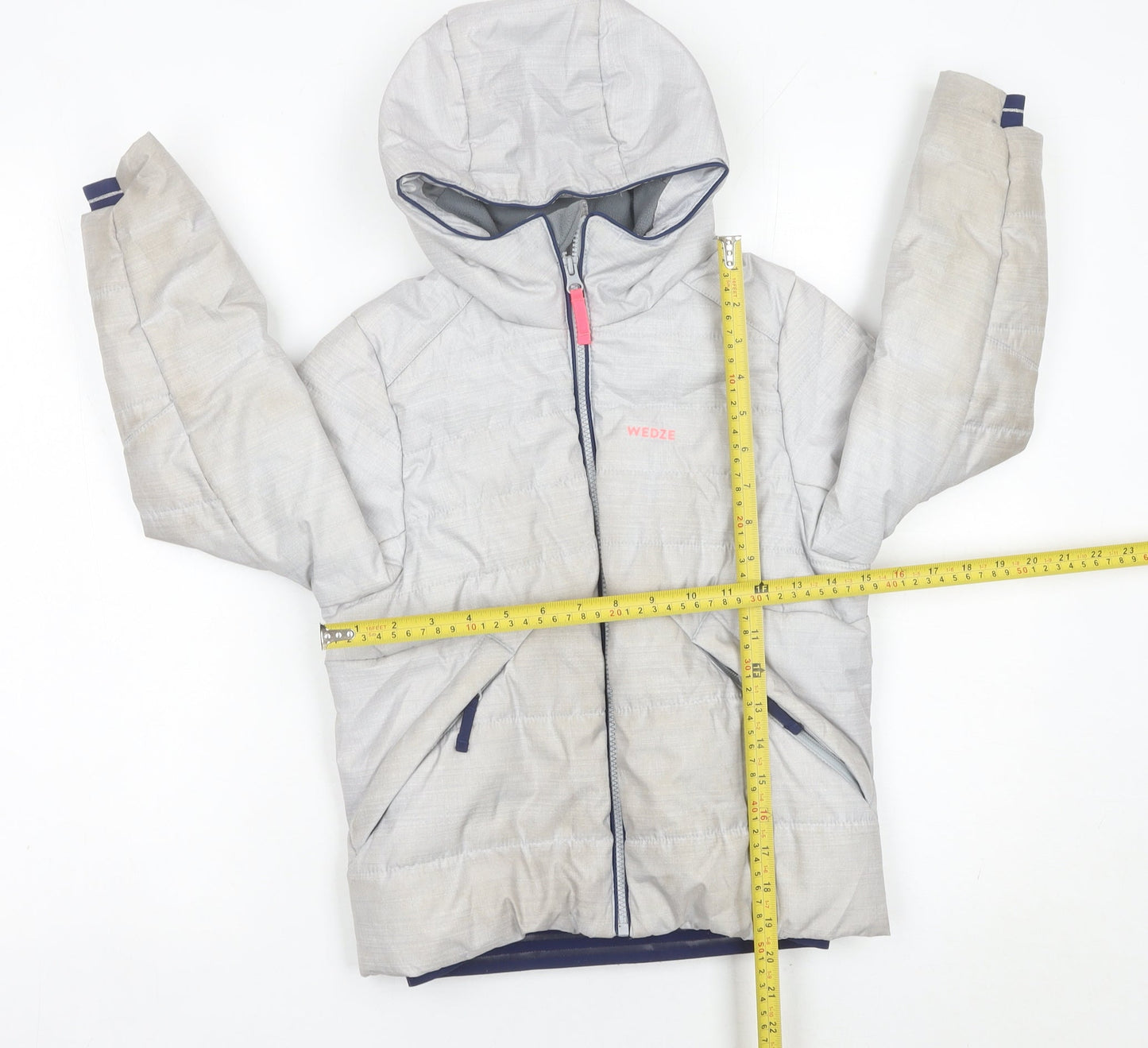 Wedze Boys Grey Ski Jacket 6 Years Hooded Waterproof Insulated Winter Coat