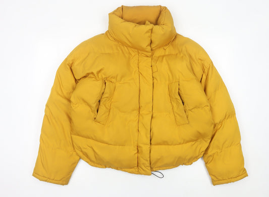 Light Before Dark Womens Yellow Puffer Jacket S Quilted Winter Coat