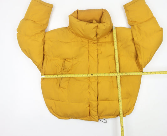 Light Before Dark Womens Yellow Puffer Jacket S Quilted Winter Coat
