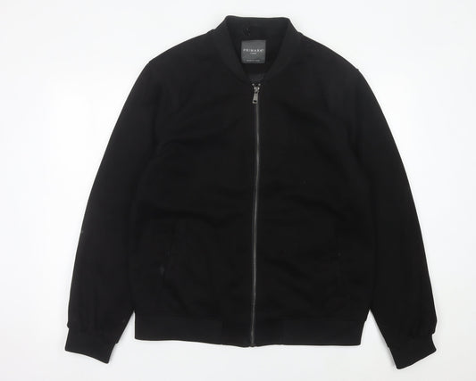 Primark Men Black L Bomber Jacket Polyester Blend Zip
